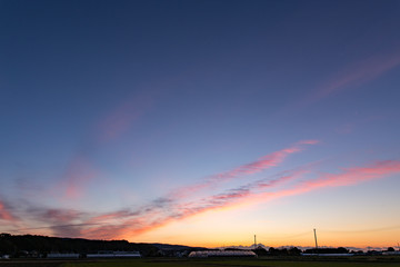 夕暮れの空のパノラマ