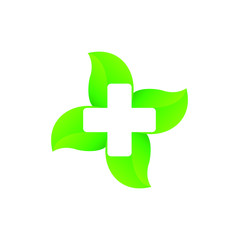 Obraz premium Medical Cross and Leaf for Health Pharmacy Vector Illustration