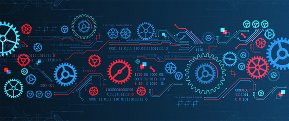 Abstract technology concept. Background with various cogwheels. Vector illustration.