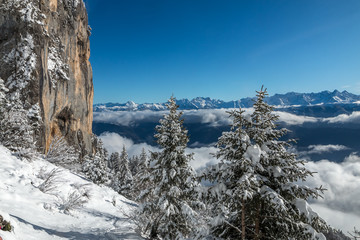 Cirque de l' Aulp du Seuil en Chartreuse en hiver dans les Alpes