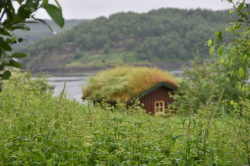 Fototapeta na wymiar Holzhütte in den Bergen