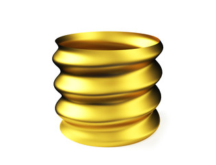 3d render of golden spring on white