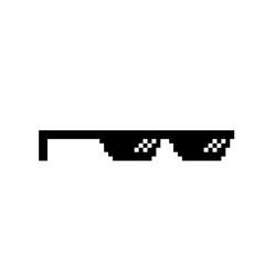 Pixel black and white glasses. Vector illustration.