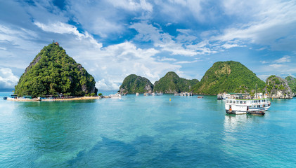 Landscape with Halong bay and Ti Top Beach, Vietnam