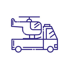Isolated helicopter over pickup car vehicle vector design