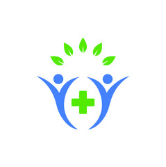 Health People Logo Vector Illustration. Medical Pharmacy Design Concept
