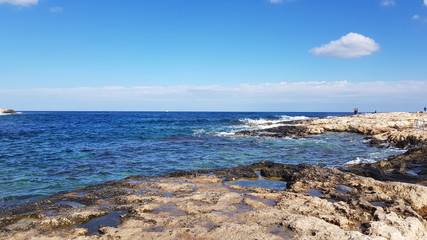 Malta sea at stone shore