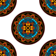 Mandala seamless pattern. Islam, Arabic, Pakistan, Moroccan, Turkish, Indian, Spain motifs