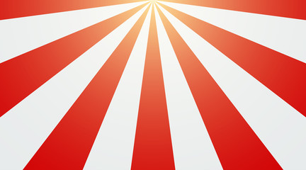 Abstract vintage sunlight of red and white background. Carnival circus tent top view style for circling animation. Star burst sun beam vector illustration.