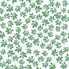 Watercolor pattern of sheffler&rsquo;s leaves