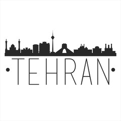 Tehran Iran. City Skyline. Silhouette City. Design Vector. Famous Monuments.