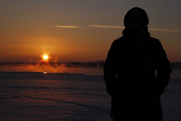 sunset on a cold Siberian evening