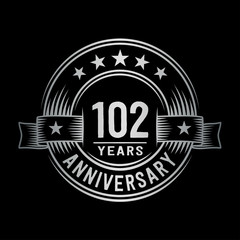 102 years anniversary celebration logotype. Vector and illustration.