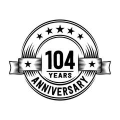 104 years anniversary celebration logotype. Vector and illustration.