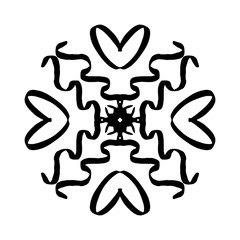 Magic symbol mandala on a white isolated background. Contour for coloring and meditation. Vector