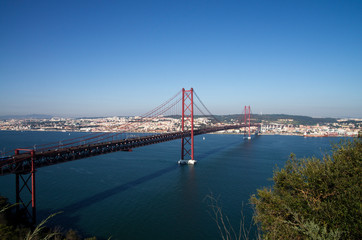 Lisbon 25th of April bridge seen from above