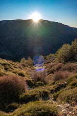 Sunrise over Mediterranean mountain peak
