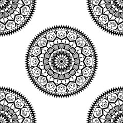 Abstract graphic square background with mandala geometric pattern