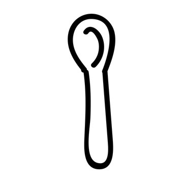 Cute cutlery spoon clipart. Hand drawn meal utenstils for kitchen. Silverware tablespoon monochrome lineart in flat color. Isolated dinner, lunch, breakfast tools. Vector EPS 10. 