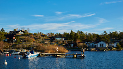 Fototapeta na wymiar The fishing boats at Stockholm Archipelago, Sweden