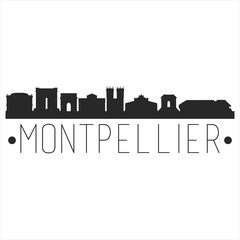Montpellier France Europe Skyline Silhouette Design City Vector Art Famous Buildings