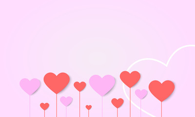 Fototapeta na wymiar vector love and valentine day background with origami heart.