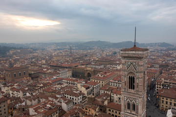 Fototapeta na wymiar panorama of Florence from above with a view of Giotto's bell tower