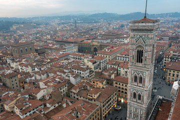 Fototapeta na wymiar panorama of Florence from above with a view of Giotto's bell tower