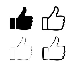 Like and approval thumb outline icons