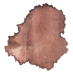 Brown ink stain on white background