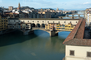 Fototapeta premium panoramic view from the old bridge in florence tuscany