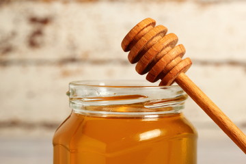 Jar of Honey with Honey Dipper