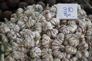 garlic at the market in Funchal at madeira island