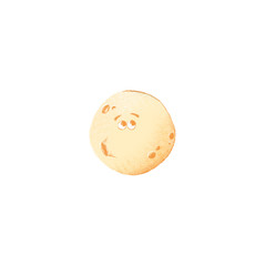 Digital illustration of a cute textured childish smiling face with a full whistling moon. Print for children's textiles, books, invitation cards, clothes, bedding, web design.