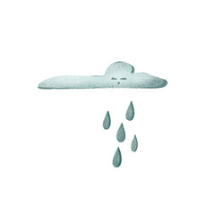 Digital illustration of a cute textured kid with a mischievous face gently blue cloud with rain. Print for children's textiles, books, invitation cards, clothes, bedding, web design.