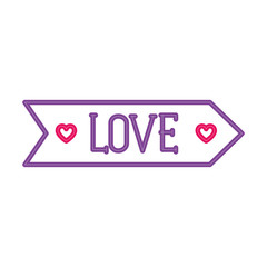 love label in neon light, valentines day