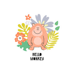 Smiling gorilla and text illustration