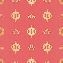 Golden Chinese vector seamless pattern. Endless texture for decorative wallpapers, background. Traditional Chinese pattern.
