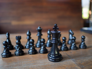 Chess business idea for competition in world market, success and leadership concept.