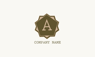 Abstract graphic monogram with the initial letter A in brown. Design of logo of emblem of enterprise, organization, institution.