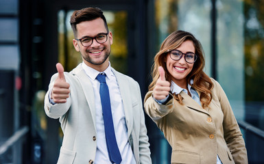 Business people in front of the office. Business, lifestyle concept