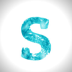 Fototapeta premium Grunge Symbol S. Font Blue Brush Sketch Style.