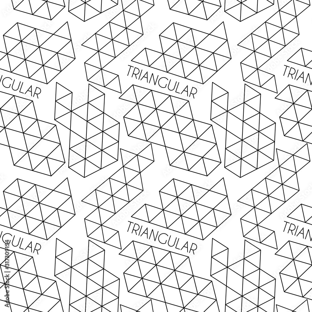 Poster Black and white seamless pattern with triangular polygons. Geometric graphics