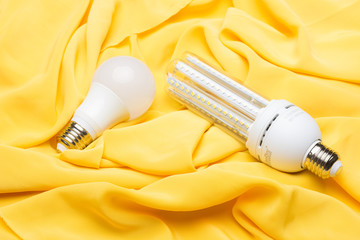 Energy saving light bulb and white light; home and work lighting.