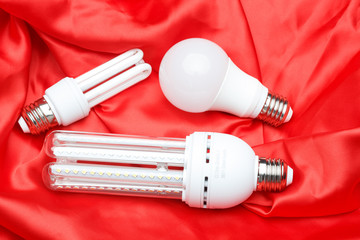 Energy saving light bulb and white light; home and work lighting.