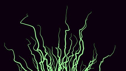 Moving growing roots on black background. Animation. Abstract animation of branching roots like live vines on black background