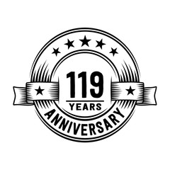 119 years anniversary celebration logotype. Vector and illustration.