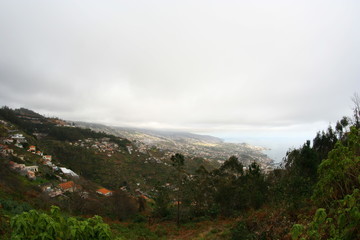 landscape with mountains and fog