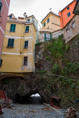 Fototapeta na wymiar Cinque Terre, Italy, December 5, 2019. Streets and colorful houses in Vernazza. Built on the rocks. 