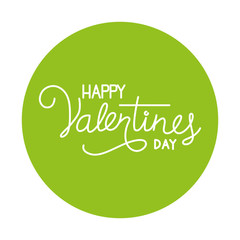 happy valentines day label on green background